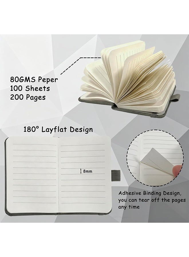 2 Pack Pocket Notebook Journals, 4.3 inches x 3.1 inches 200 Pages Small Notepad Notebooks for Note Taking, Thick Lined Paper, Leather Cover With Pen Holder (Black & Gray) - Image 4